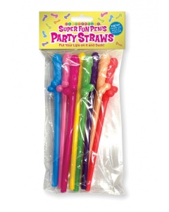 Super Fun Penis Multicolor Penis Straws, 8 Pack