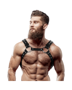 FETISH SUBMISSIVE ATTITUDE - MEN´S ECO-LEATHER CHEST HARNESS WITH STUDS