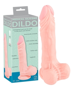 Naturaalne meditsiinilisest silikoonist dildo 21cm