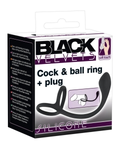 Black Velvets Cock & Ball Ring + Plug
